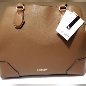 *NWT* Nine West Brooklyn Jet Set Carryall Satchel Bag, Cognac
